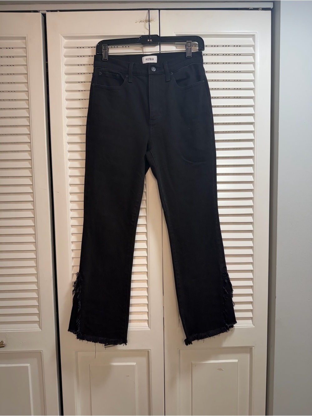 pistola Black Flared Jeans with Frayed Side Slits